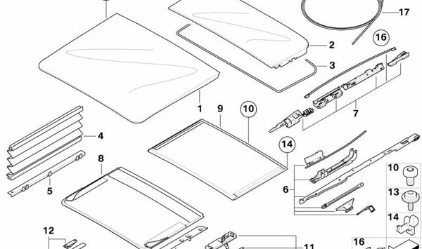 Placas de Cubierta para Techo Corredizo para BMW X5 E70 (OEM 54107199524). Original BMW