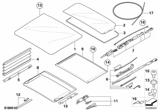 Tapa de vidrio delantera para BMW X5 E70, E70N (OEM 54137160017). Original BMW.