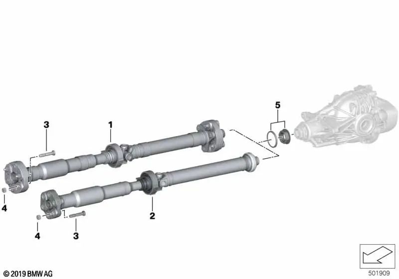 Eje de transmisión para cambio automático para BMW G29 (OEM 26108842416). Original BMW.