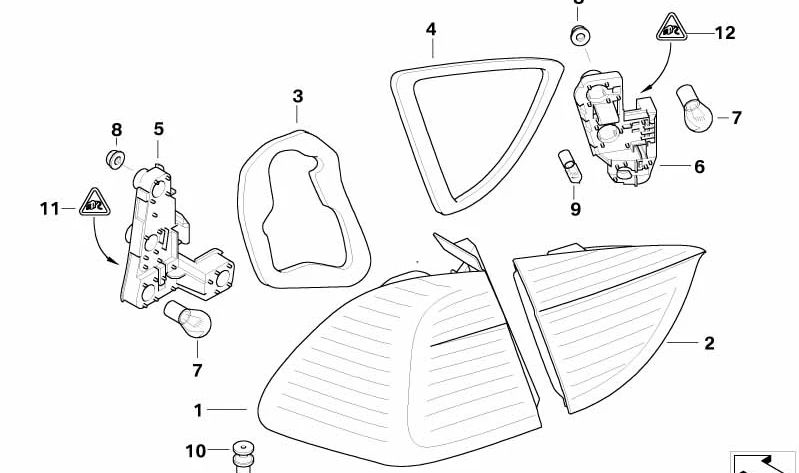 Portabombillas trasero lateral izquierdo OEM 63217160075 para BMW E91 (Serie 3 Touring). Original BMW