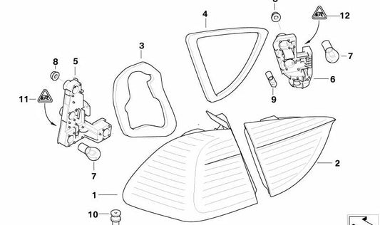 Portabombillas trasero lateral izquierdo OEM 63217160075 para BMW E91 (Serie 3 Touring). Original BMW