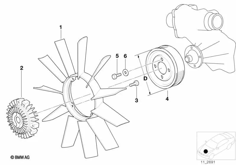 Polea para BMW E32, E31 (OEM 11511709872). Original BMW.