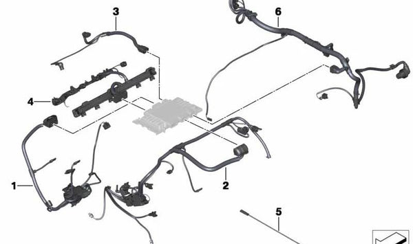 Arnés de cableado del motor para BMW Serie 5 F10, F11, F18, F01N, F02N, X3 F25 (OEM 12517594745). Original BMW