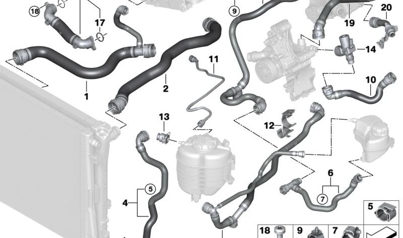 Tube de compensation de dépôt OEM 17128654824 pour BMW G42, G20, G21, G28, G22, G23, G26. BMW d'origine.