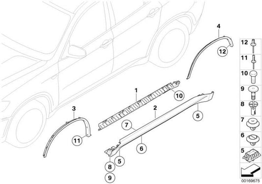 Cubierta De Umbral Puerta Para Bmw X6 E71. Original Recambios