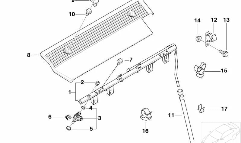 Manguera de Combustible para BMW (OEM 13311715345). Original BMW