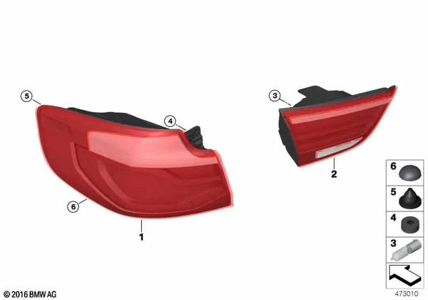 Luz trasera panel lateral izquierdo para BMW Serie 3 F34N (OEM 63217417471). Original BMW