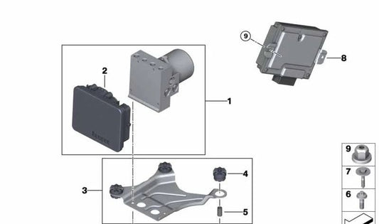 Supporto per unità idraulica 34516861631 per BMW F90, G30, G31, G32, G11, G12. BMW originale.