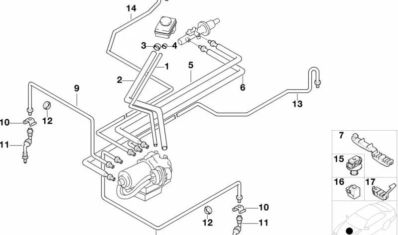 Tubería recubierta de goma para BMW E36 (OEM 34301162741). Original BMW