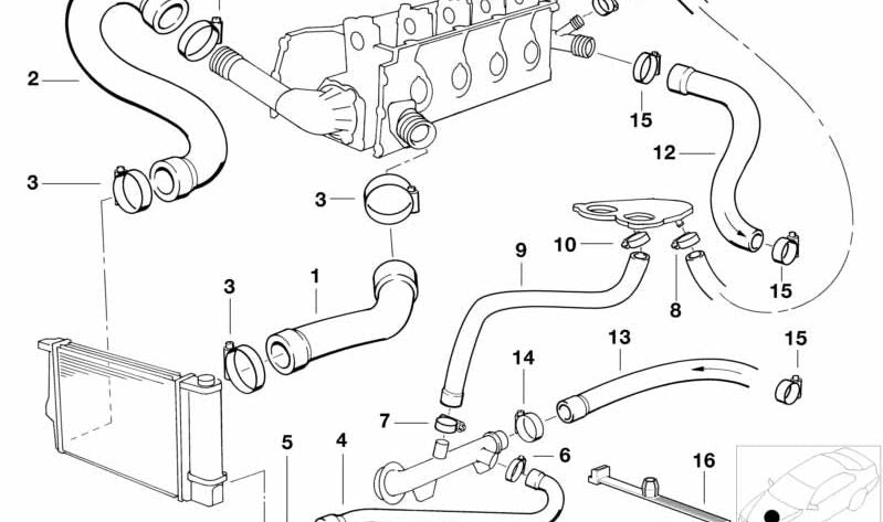 OEM refrigerant hose 11531743712 for BMW E34. Original BMW.