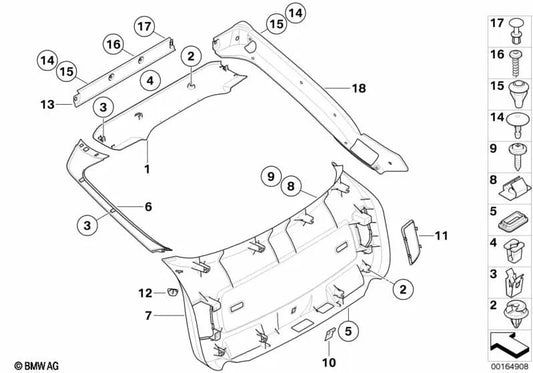 Dachrinnenverkleidung hinten links für BMW X6 E71, E72 (OEM 51497190775). Original BMW.