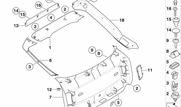 Revestimiento inferior del portón trasero para BMW E71, E72 (OEM 51497202523). Original BMW.