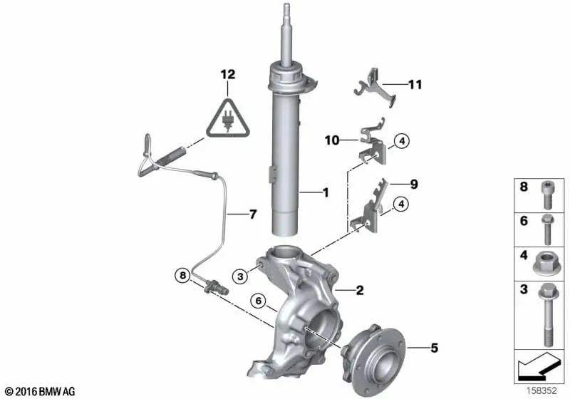 Amortiguador delantero izquierdo para BMW E87 (OEM 31318036005). Original BMW