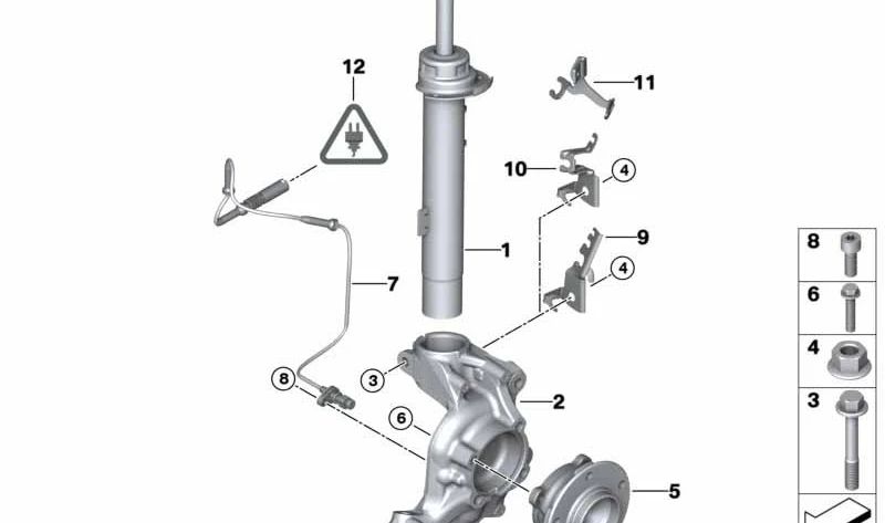 Front left shock absorber for BMW E87 (OEM 31316768915). Original BMW.