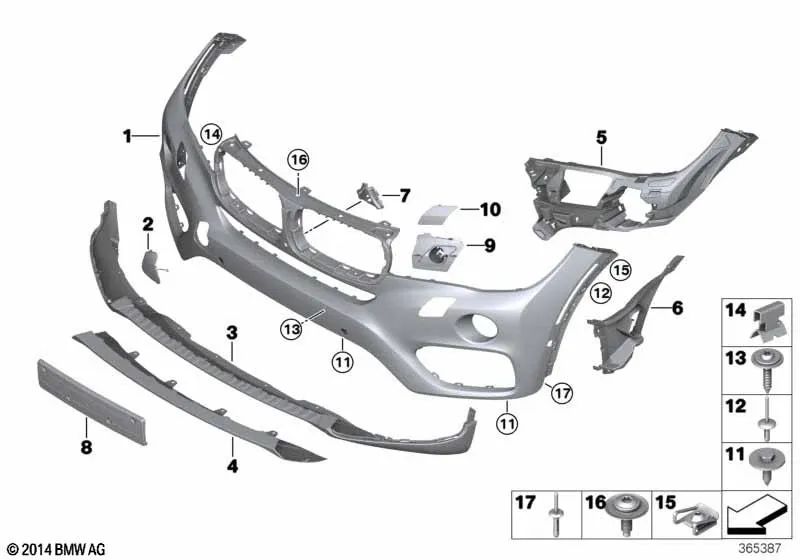 Embellecedor Parachoques Delantero para BMW F16 (OEM 51117349364). Original BMW