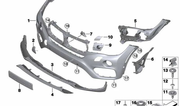 Soporte de paragolpes delantero izquierdo OEM 51117319801 para BMW F16 (X6). Original BMW.