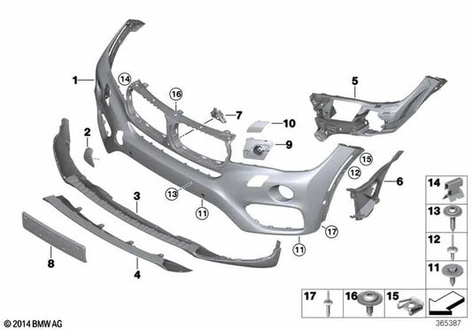 Revestimiento de paragolpes delantero imprimado para BMW F16 (OEM 51117422896). Original BMW.