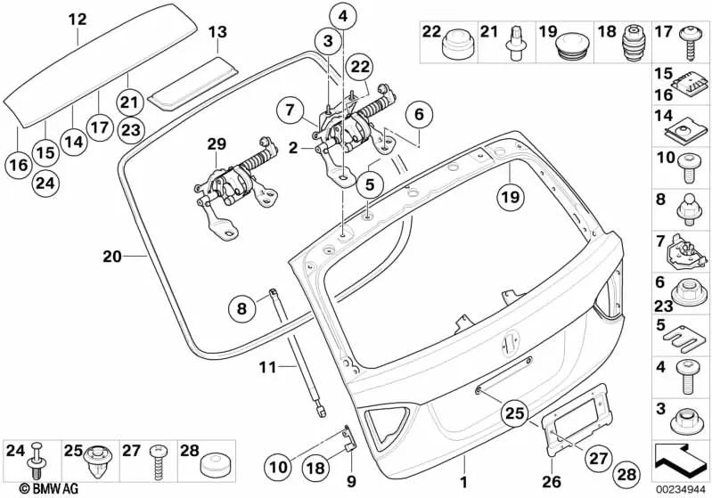 Deslizador para BMW Serie 3 E91 (OEM 07146985570). Original BMW.