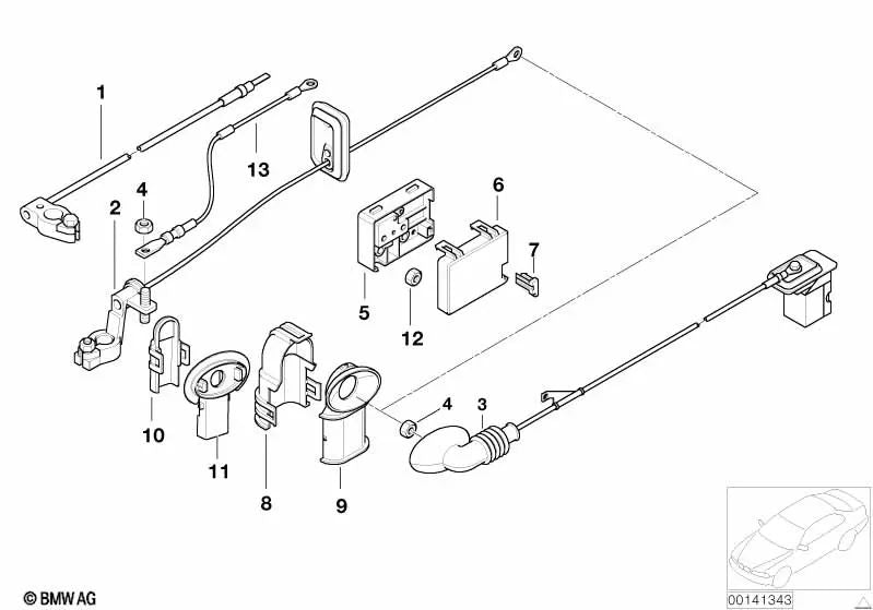 Cable de batería positivo para BMW Serie 3 E46 (OEM 61126903180). Original BMW