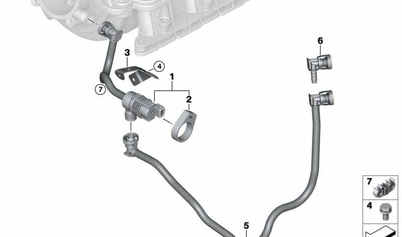 Válvula de ventilación del tanque con tubería para BMW E84, E83N, E85, E86, E89 (OEM 13907618647). Original BMW