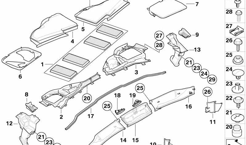 Linke Heizungsstirnwand für BMW E81, E82, E87, E88, E90, E91, E92, E93, E84 (OEM 64316925973). Original BMW