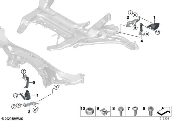 Barra de ajuste delantera para BMW F40, F52, F44, F45, F45N, F46, F46N, F48, F48N, F49, F49N, F39, F54, F54N, F60, F60N (OEM 37146854697). Original BMW.