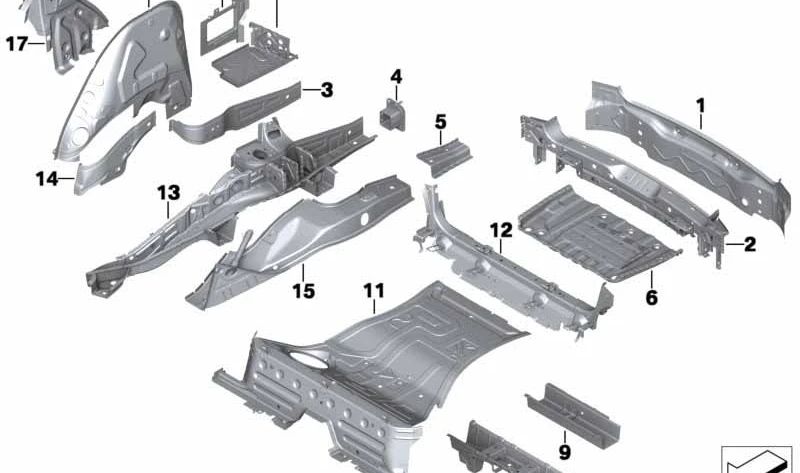 Patipilla Front Floor OEM 41007283853 para BMW F25, F26. BMW original.