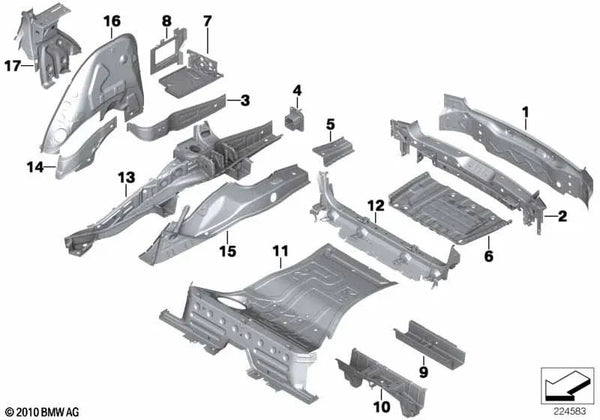 Larguero superior derecho para BMW F25, F26 (OEM 41117267226). Original BMW