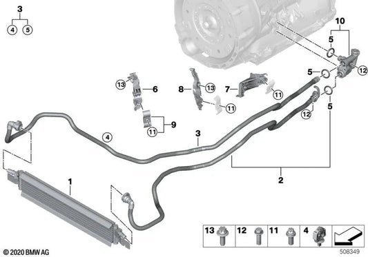 Transmission Oil Cooler for BMW 3 Series G20, G21, G28 and 4 Series G22, G23, G26 (OEM 17219429794). Original BMW