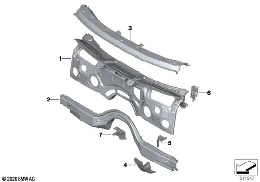 Travesaño mamparo para BMW X3 F97, G01, G08, X4 F98, G02 (OEM 41007481032). Original BMW.