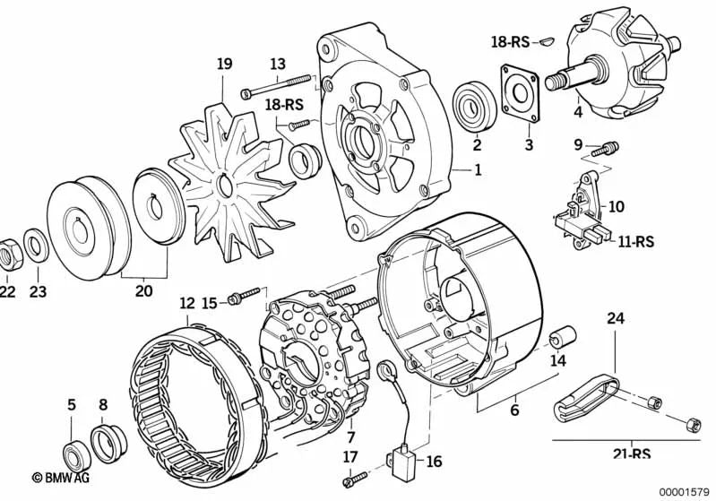 Pulley for BMW 3 Series E30, 5 Series E34 (OEM 12311721248). Genuine BMW.