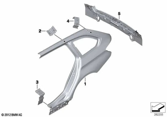 Placa de refuerzo pilar C derecha para BMW F31, F31N (OEM 41217298194). Original BMW