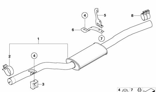 Silenciador intermedio para BMW Serie 5 E60N, E61N (OEM 18307804615). Original BMW