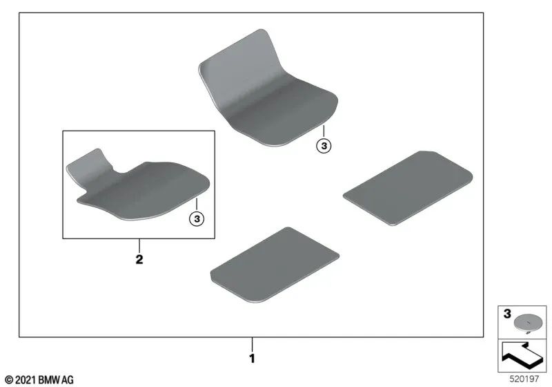 Juego de Alfombrillas para BMW Serie 2 U06, X1 U11 (OEM 51475A498E7). Original BMW