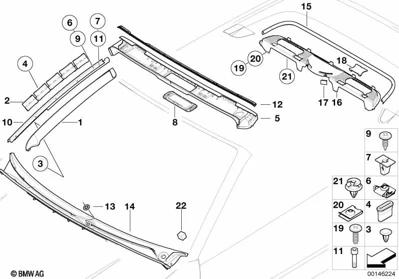 Dekorative Abdeckung für BMW 3er E46 (OEM 51718265624). Original BMW