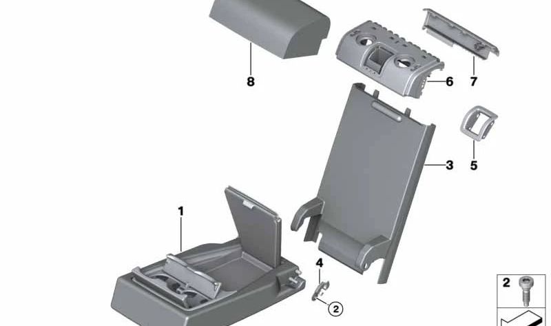 Reposabrazos con Compartimento de Cuero para BMW X5 F15, X6 F16 (OEM 52207353228). Original BMW