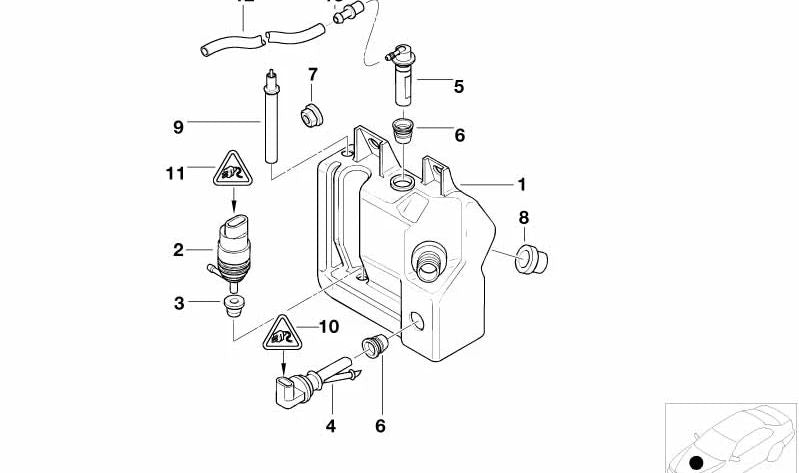 Depósito de líquido con indicador de nivel para BMW E39 (OEM 61678364902). Original BMW.