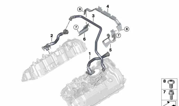 Tubo de Ventilación para BMW G05, G06, G07 (OEM 11158698824). Original BMW