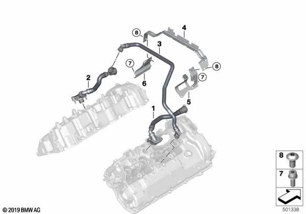 Tubo de ventilación para BMW X5 G05, X6 G06, X7 G07 (OEM 11158698823). Original BMW