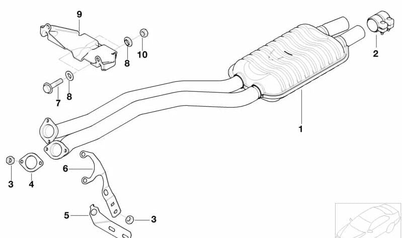 Silenciador delantero para BMW E39 (OEM 18107504978). Original BMW