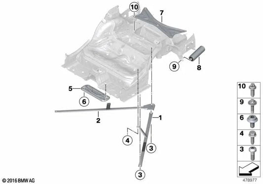 Tirante derecho para BMW F33, F33N (OEM 51617298280). Original BMW.