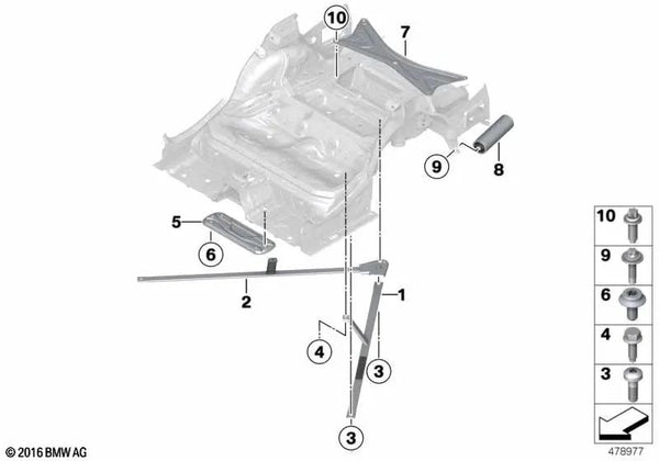 Zugstrebe derecha para BMW Serie 3 F31, F34 y Serie 4 F36 (OEM 51617351584). Original BMW