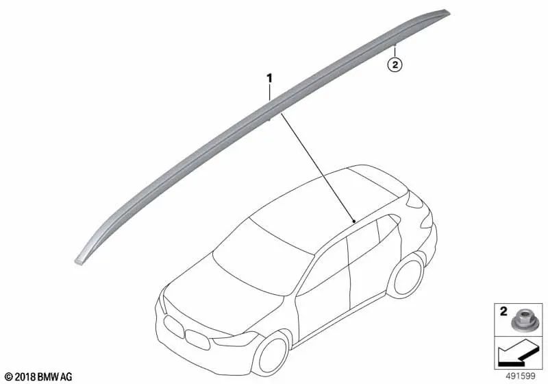 Riel Protector Negro Para Techo Lateral Izquierdo/Derecho Bmw F39. Original Recambios