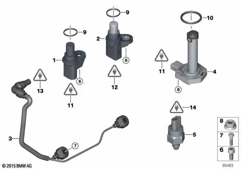 Sensor de Revoluciones del Cigüeñal para BMW Serie 1 E81, E82, E87, E87N, E88 Serie 3 E46, E90, E91, E92, E93 Serie 5 E60N X1 E84 X3 E83 Z4 E85 (OEM 13627548994). Original BMW