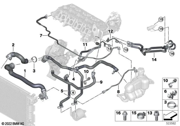 Tubo Cilindro Cárter para BMW F40, F44, F45N, F46N, F48, F48N, F39. Original BMW (OEM 11538580496)