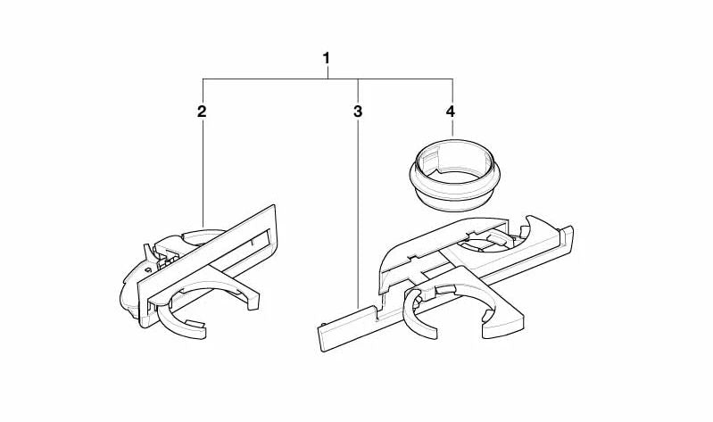 Portavasos delantero y trasero OEM 82279405744 para BMW Serie 5 E39. Original BMW.