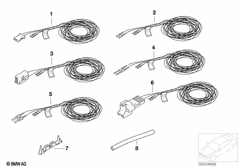 Cable de reparación para airbag del conductor para BMW E46, E39, E38, E53 (OEM 61129118079). Original BMW.