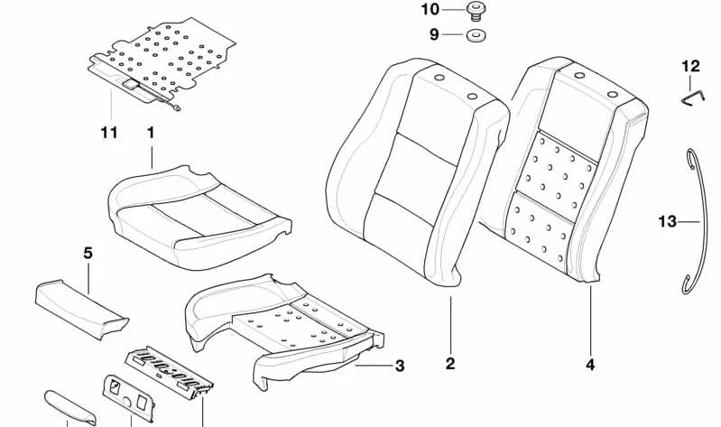 Support en cuir supérieur OEM 52108253865 pour BMW E39 et E38. BMW d'origine.