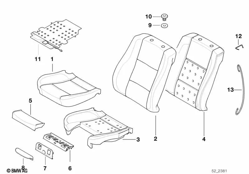 Leather Seat Cover for BMW E39, E38 (OEM 52108254377). Original BMW