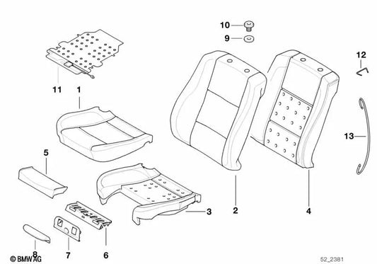 Funda de Asiento de Cuero para BMW E39, E38 (OEM 52108254377). Original BMW